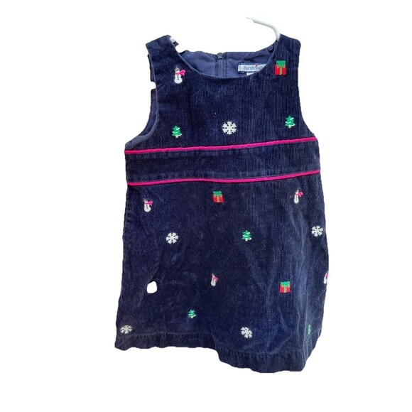Hartstrings Navy Corduroy Christmas Holiday Dress Size 24 Mths Sleeveless Navy - Picture 1 of 6
